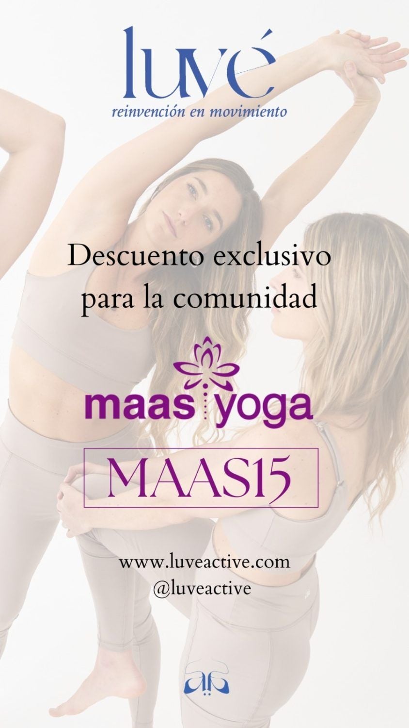 Descuento exclusivo de Luvé para la comunidad Maas Yoga. Código MAAS15.